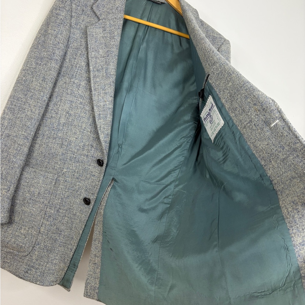 Vintage Harris Tweed Sport Coat Mens 38R Gray Blue Wool Retro Made in Canada - Picture 11 of 14